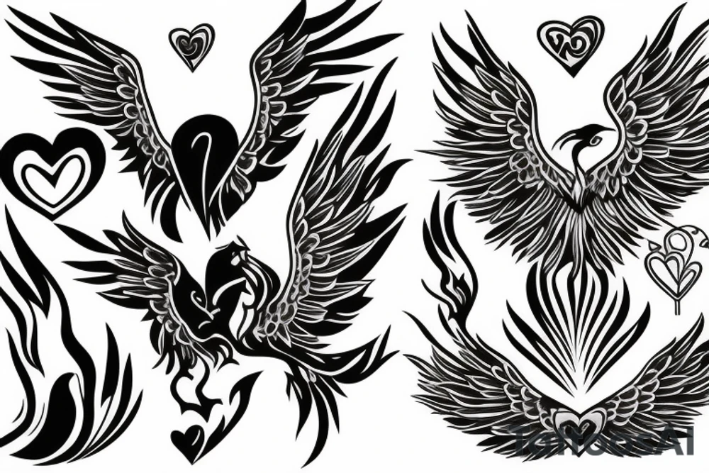 phoenix with heart tattoo idea