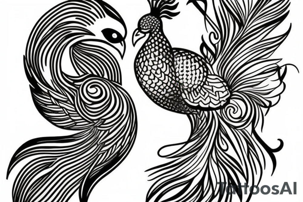 phoenix peacock tattoo idea