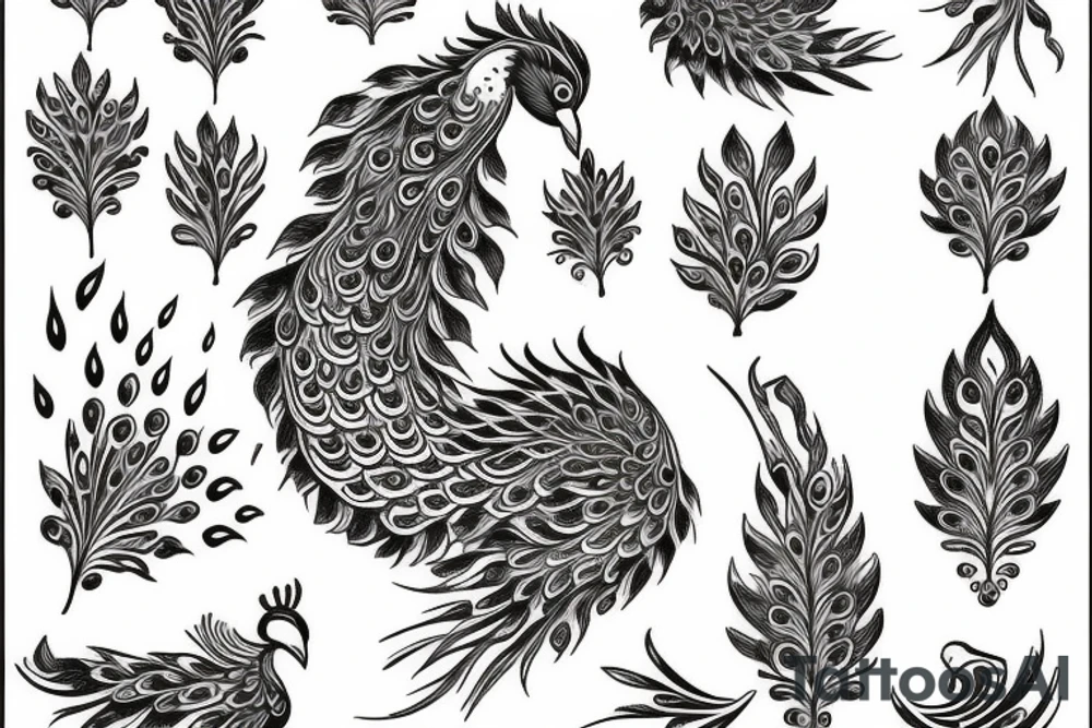 phoenix peacock tattoo idea