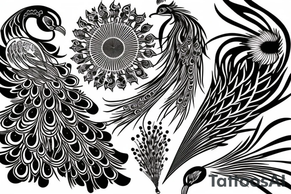 phoenix peacock tattoo idea