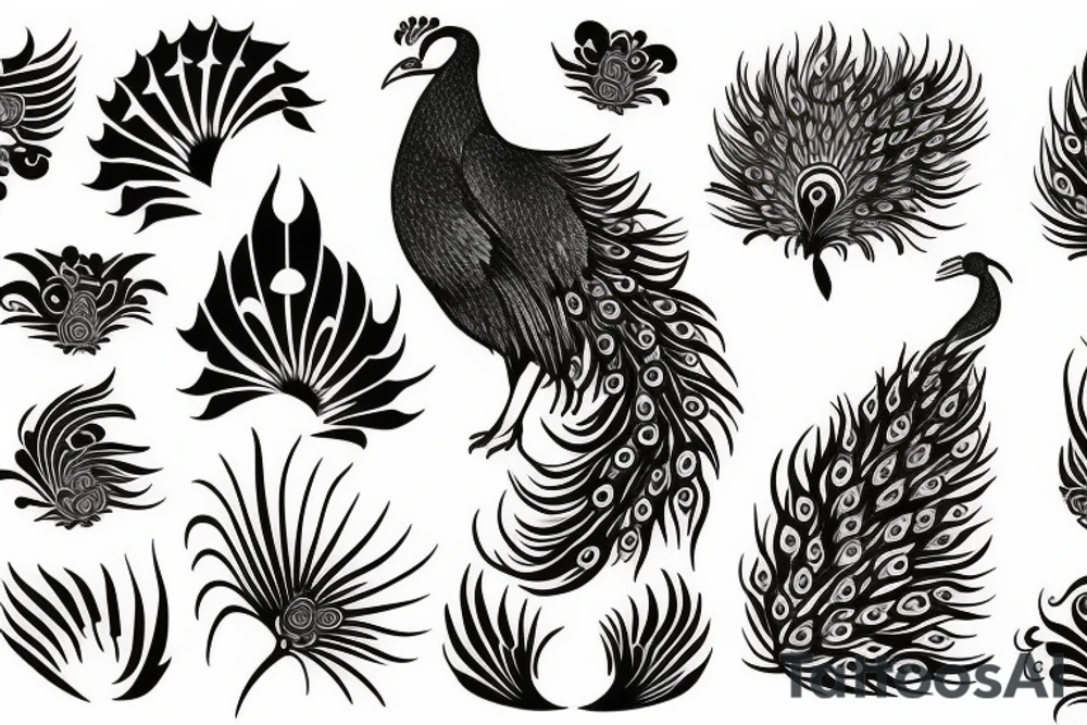 phoenix peacock tattoo idea