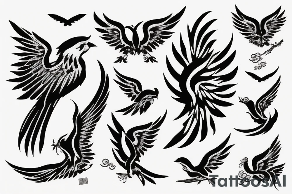 phoenix flying tattoo idea