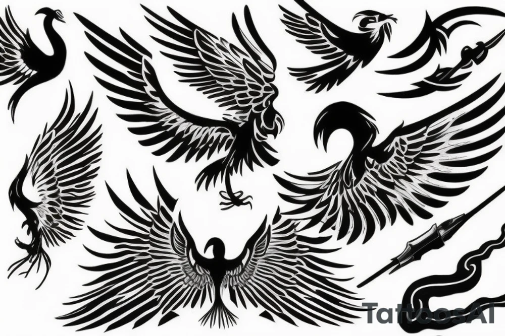 phoenix flying tattoo idea