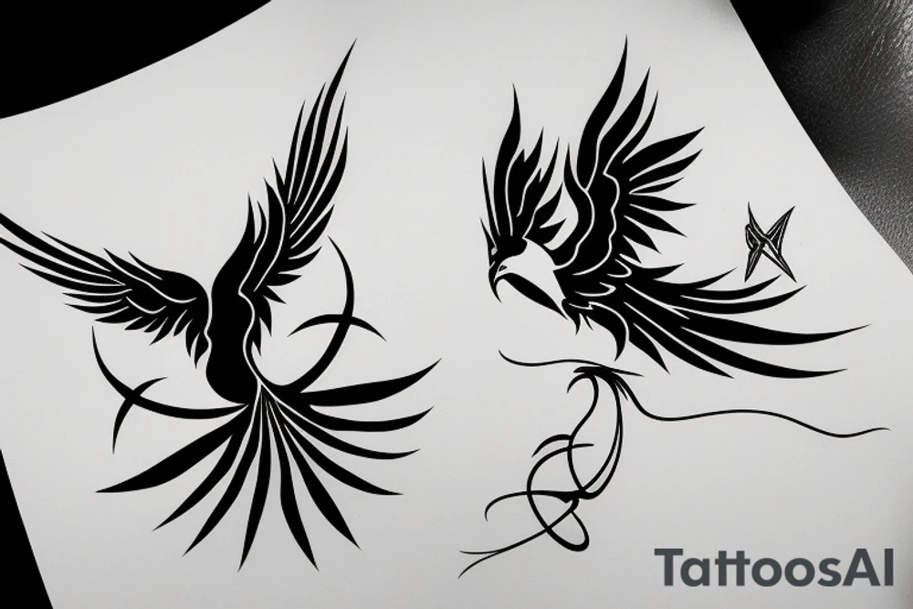 phoenix flying tattoo idea