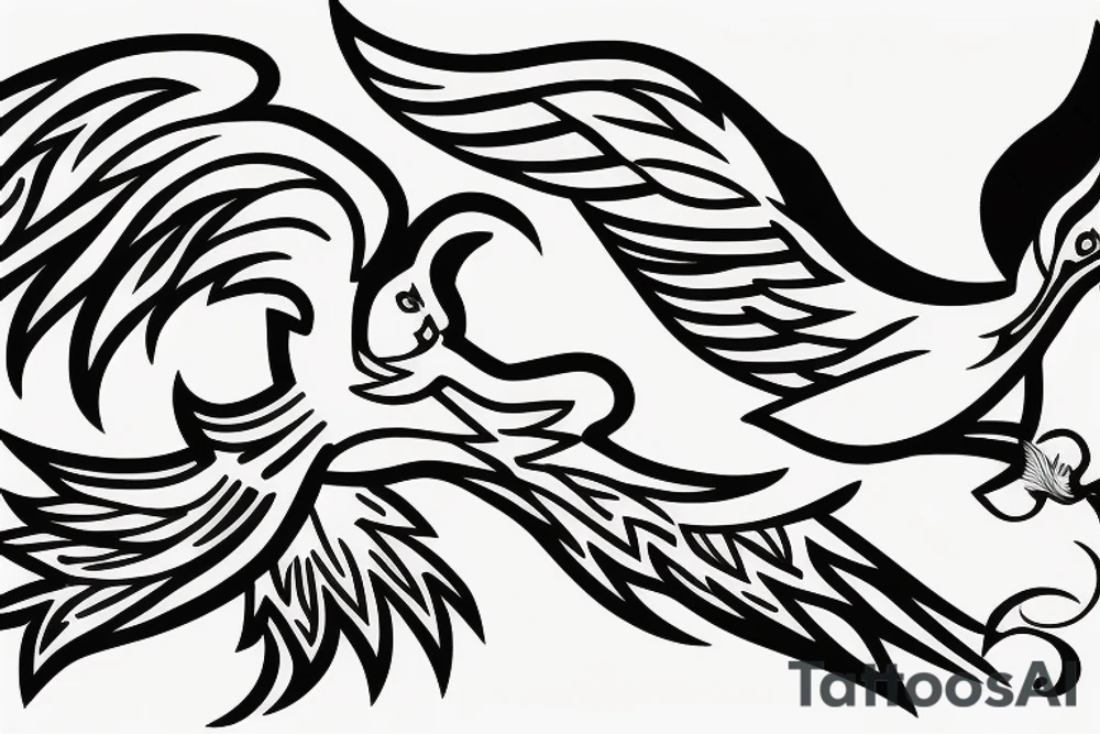 phoenix flying tattoo idea