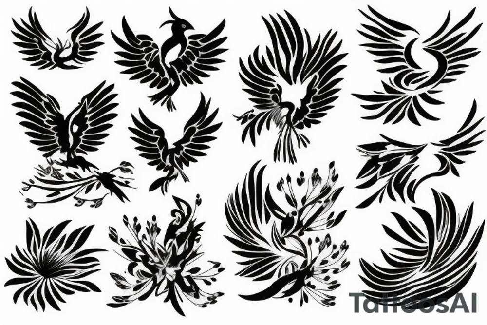phoenix in flower tattoo idea