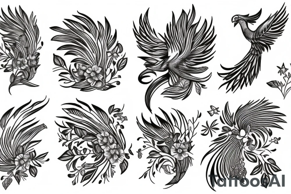 phoenix in flower tattoo idea