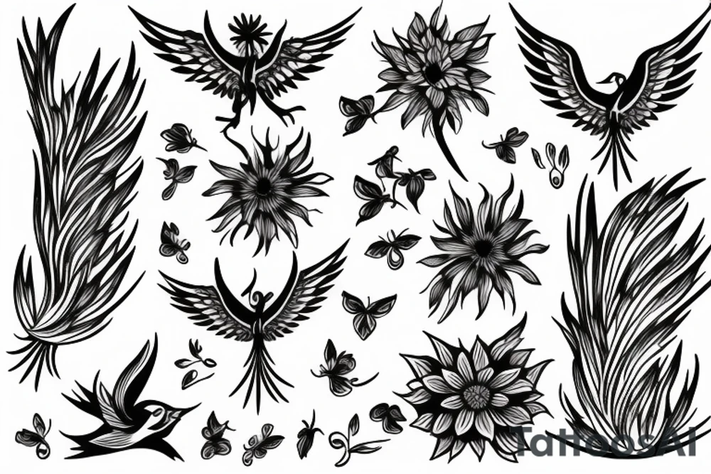 phoenix in flower tattoo idea