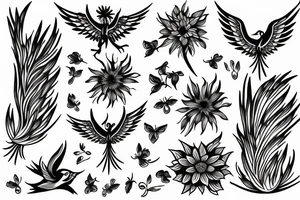 phoenix in flower tattoo idea