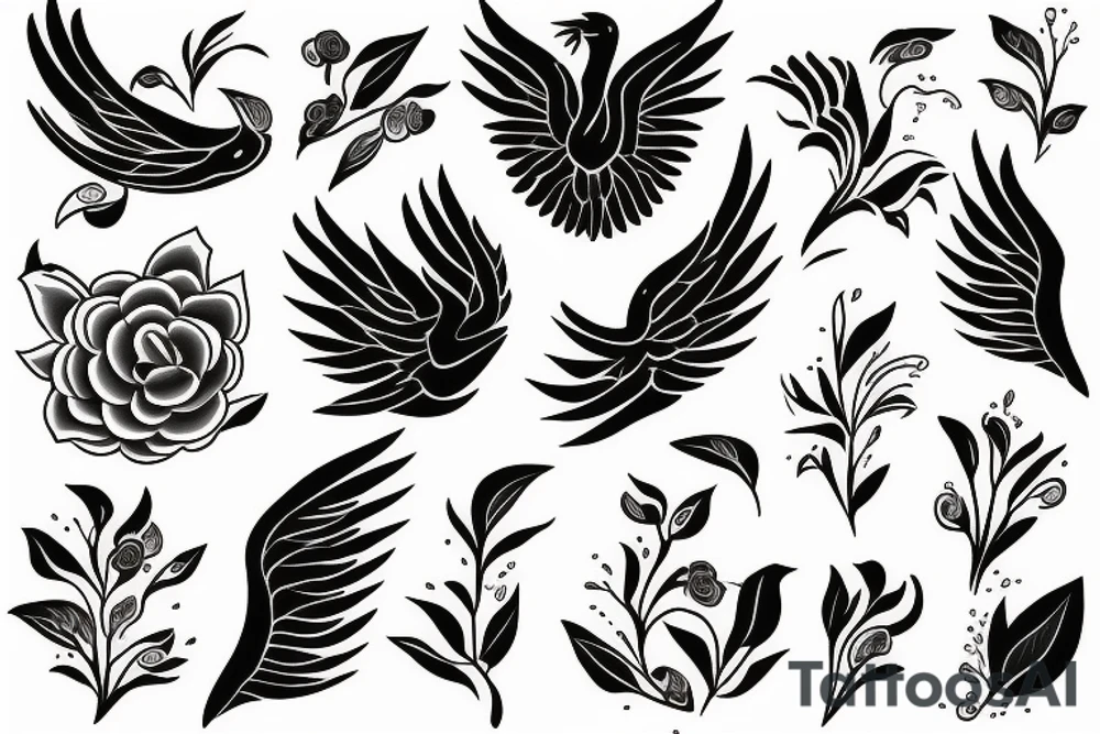 phoenix in flower tattoo idea