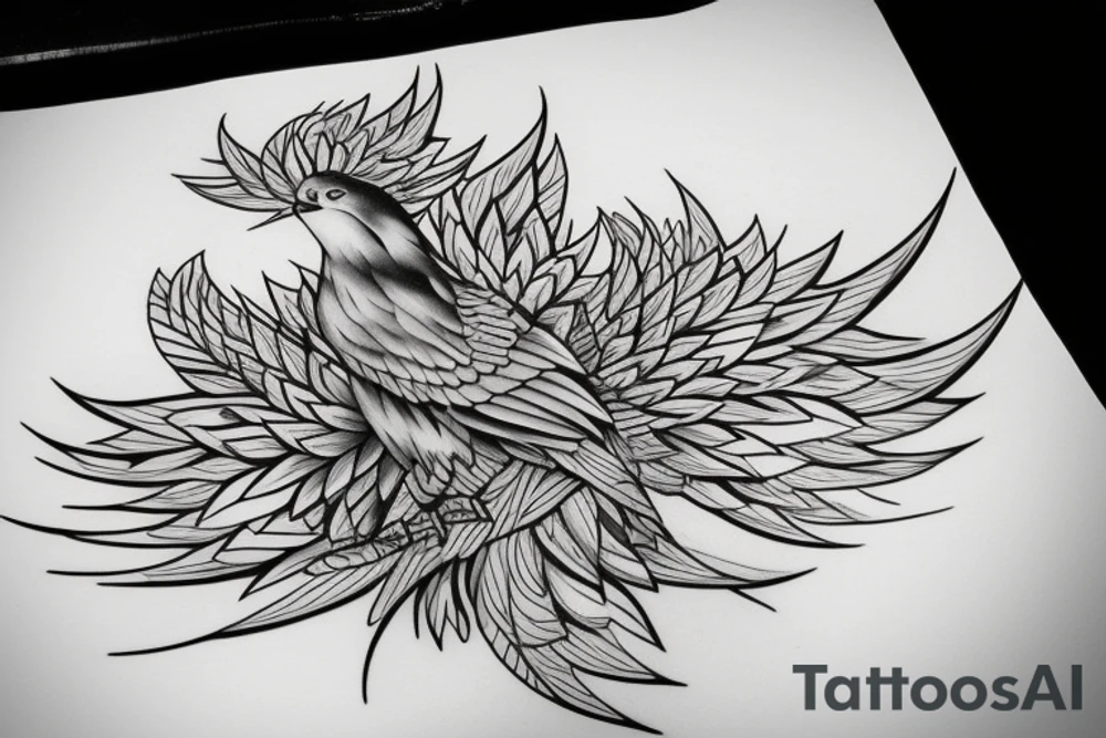 phoenix in flower tattoo idea