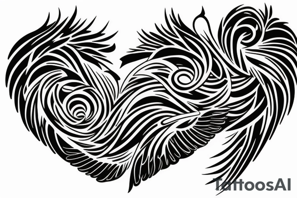 phoenix heart tattoo idea