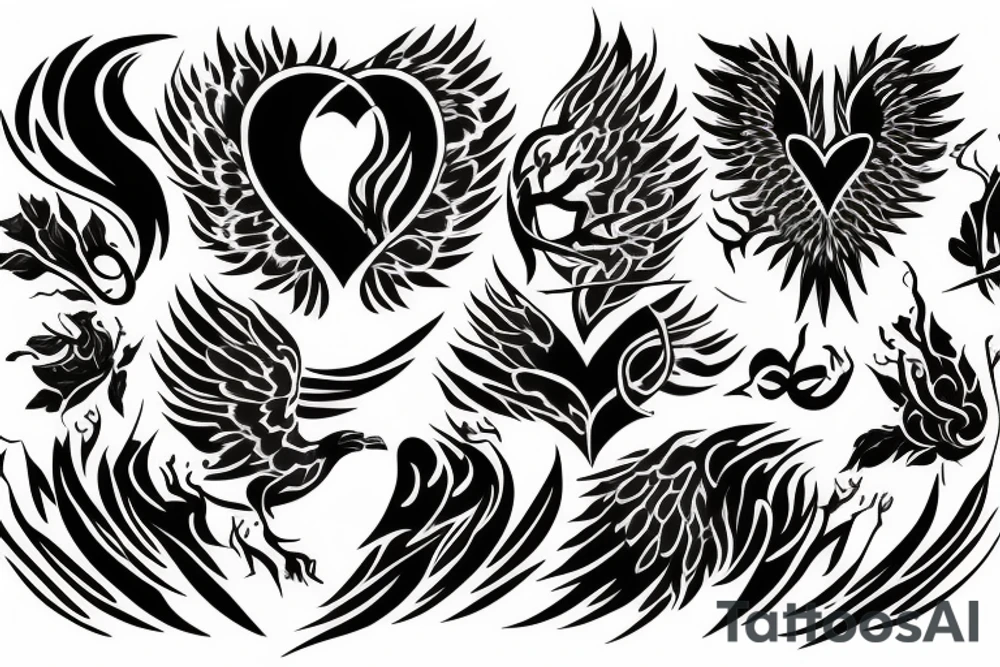 phoenix heart tattoo idea