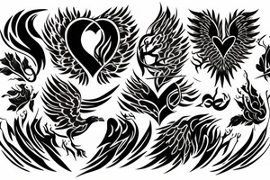 phoenix heart tattoo idea
