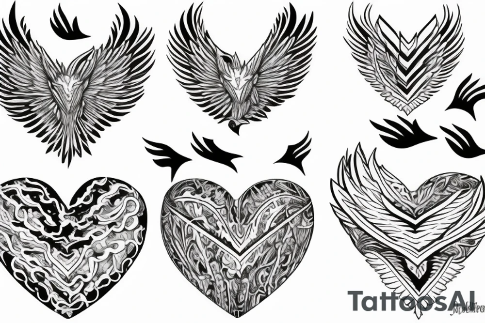 phoenix heart tattoo idea