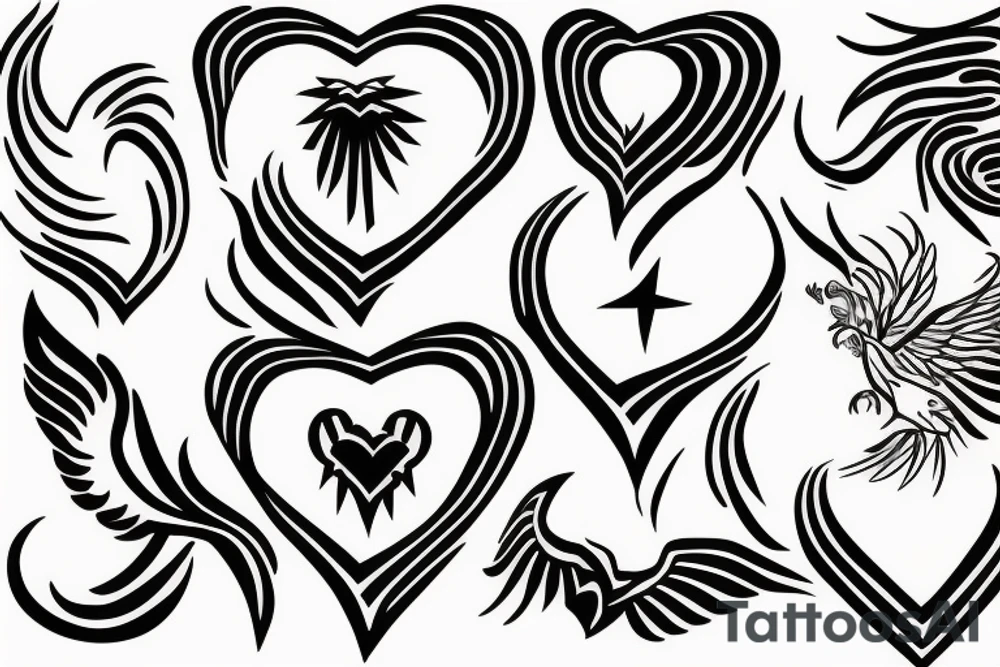 phoenix heart tattoo idea