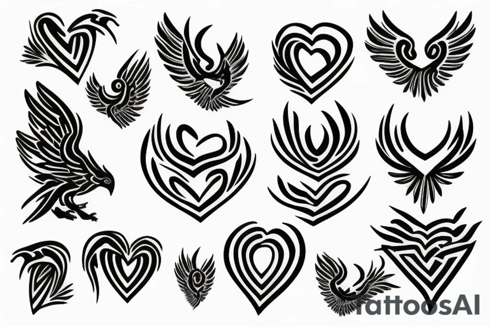 phoenix heart tattoo idea