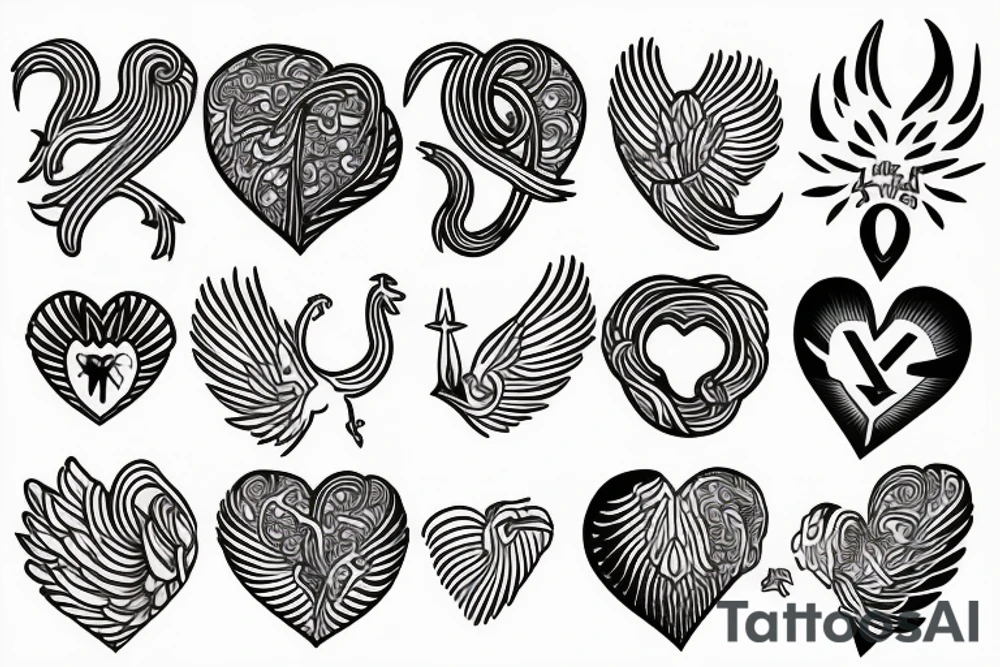 phoenix heart tattoo idea