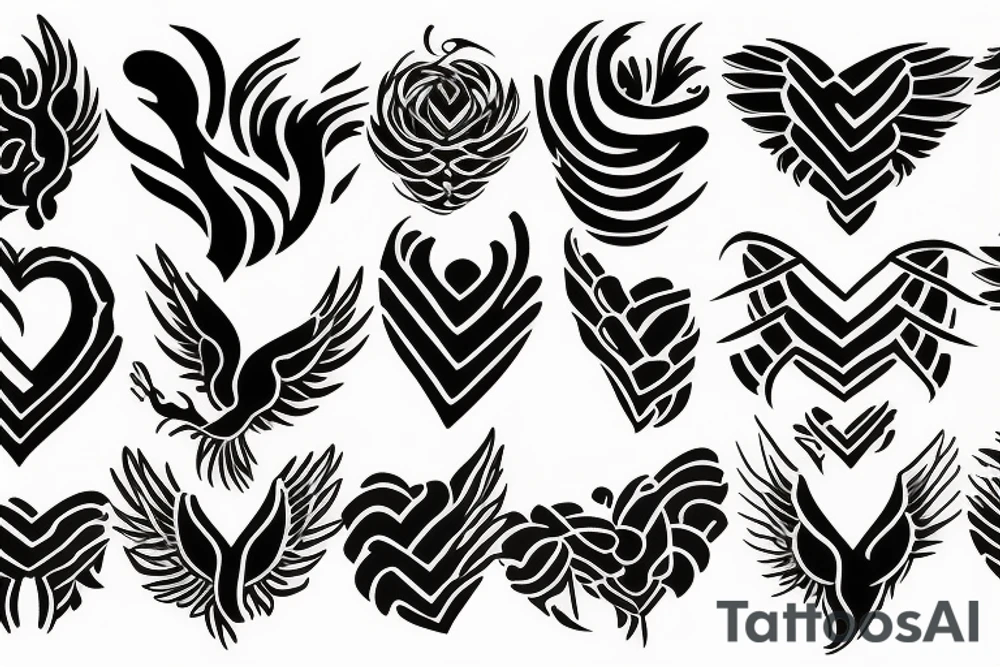 phoenix heart tattoo idea
