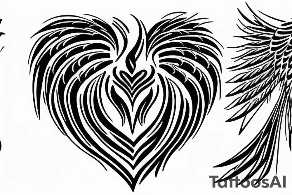 phoenix heart tattoo idea