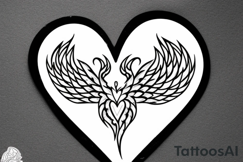 phoenix heart tattoo idea
