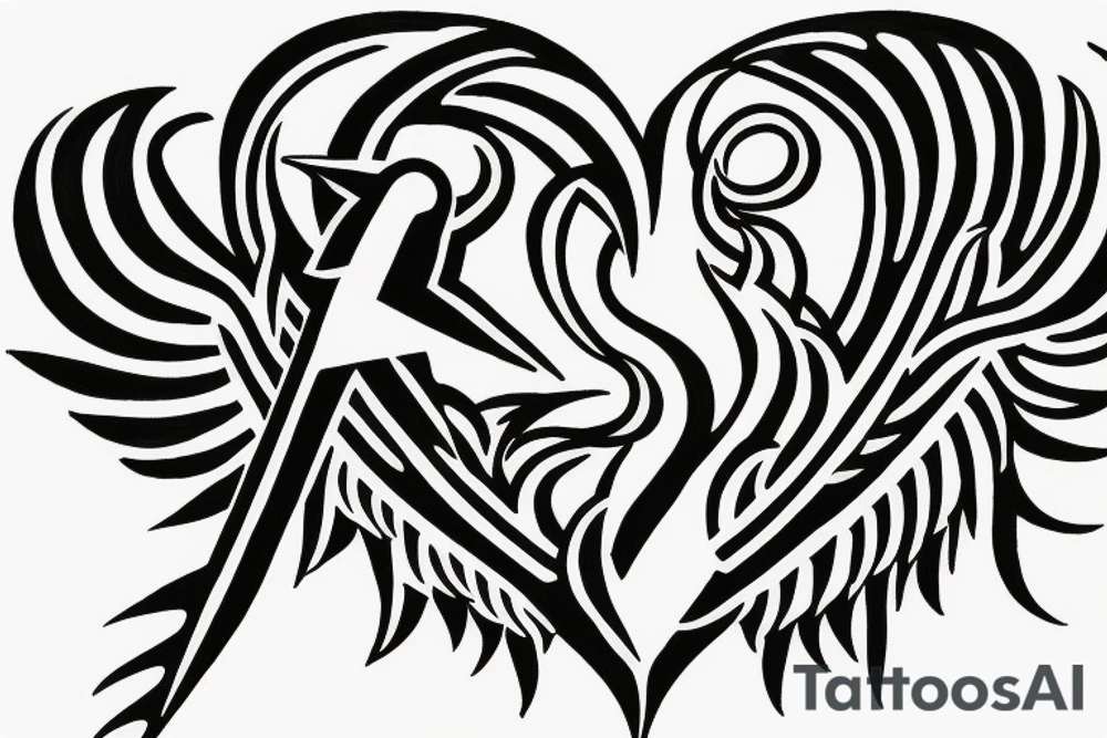 phoenix heart tattoo idea