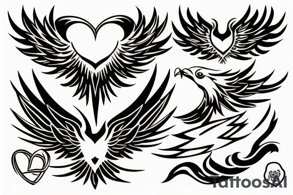 phoenix heart tattoo idea