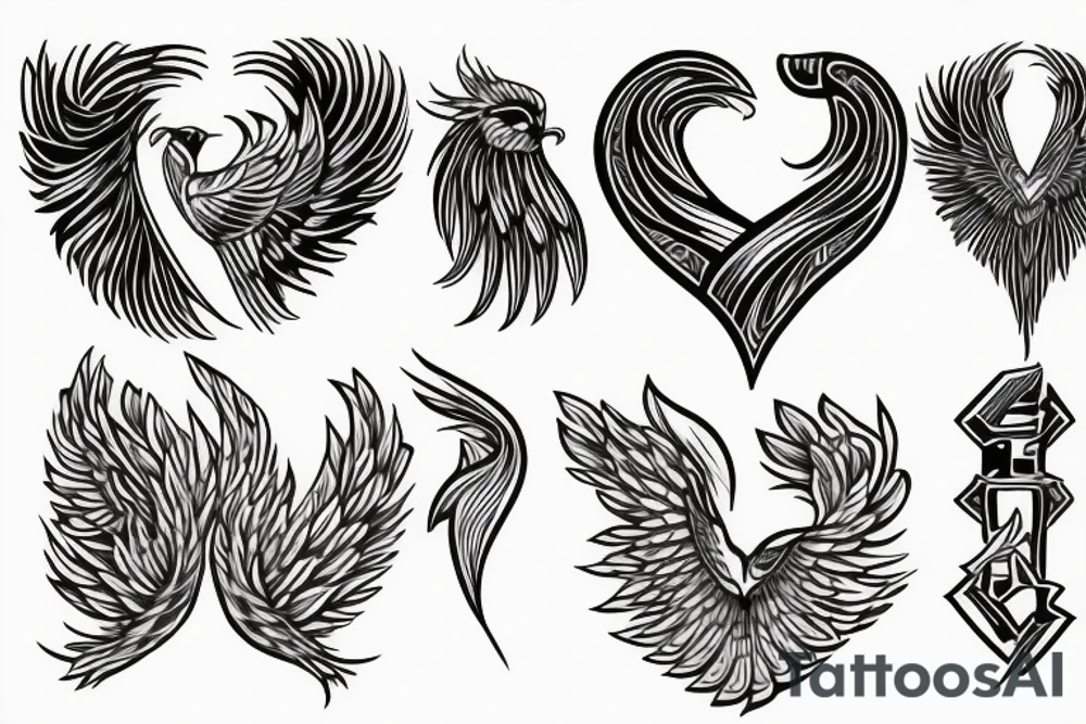 phoenix heart tattoo idea