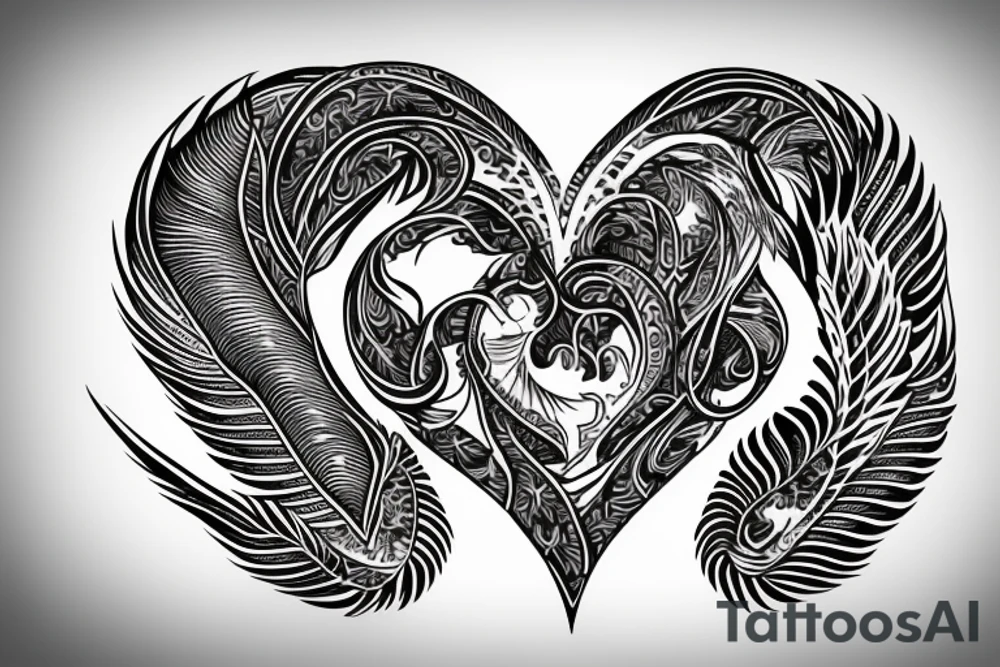 phoenix heart tattoo idea