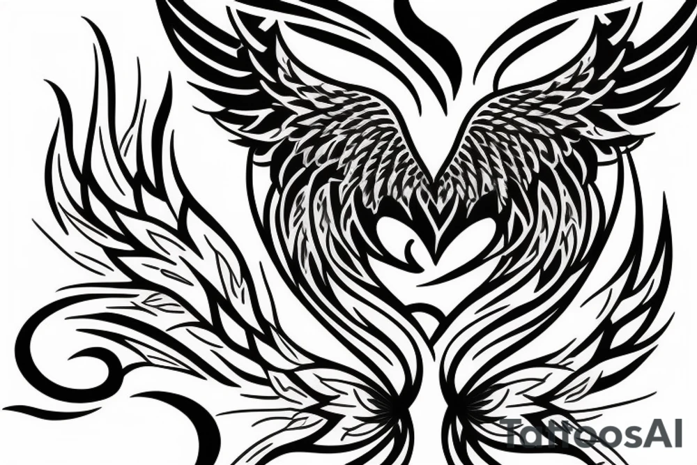phoenix heart tattoo idea