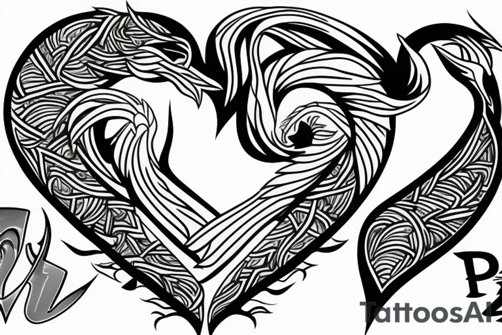 phoenix heart tattoo idea