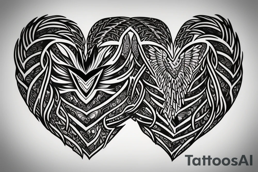 phoenix heart tattoo idea