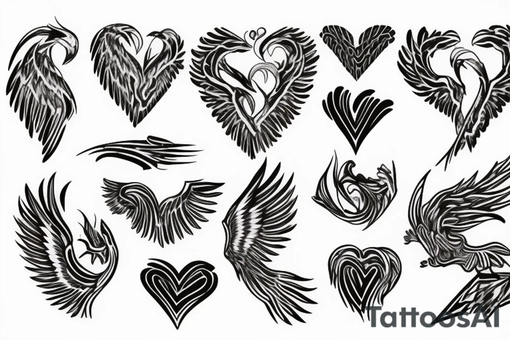 phoenix heart tattoo idea
