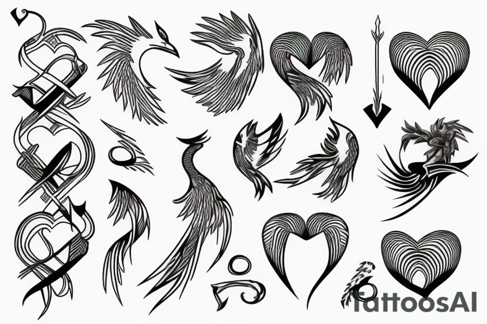 phoenix heart tattoo idea