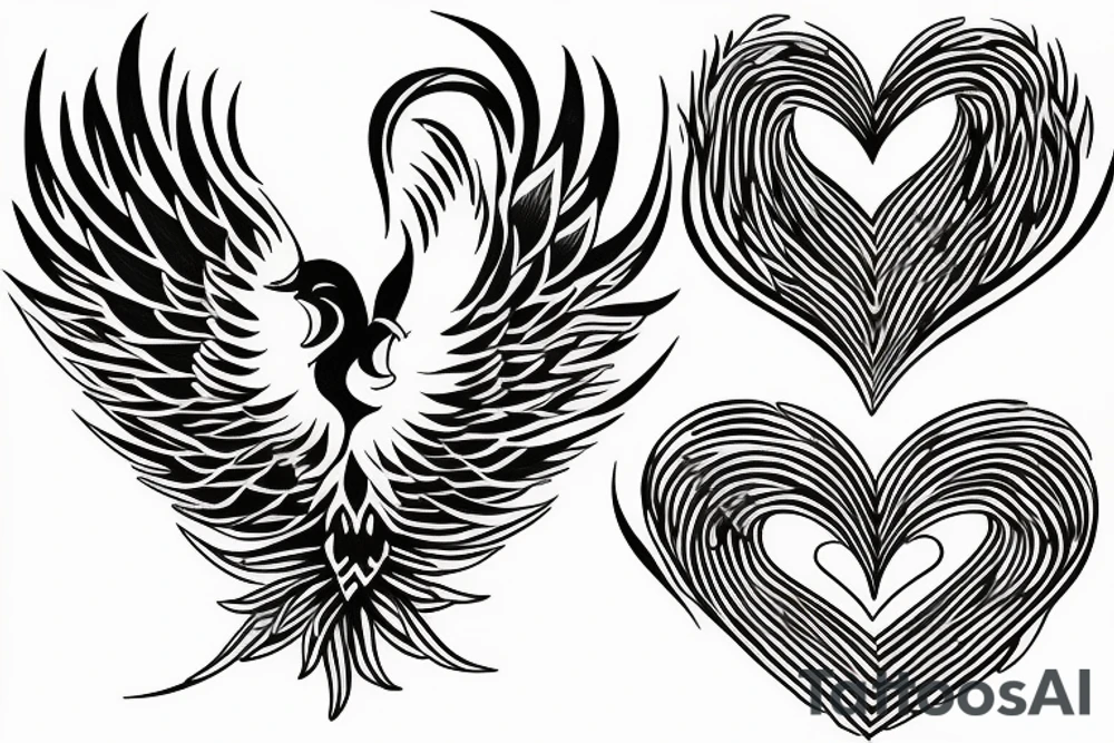 phoenix heart tattoo idea