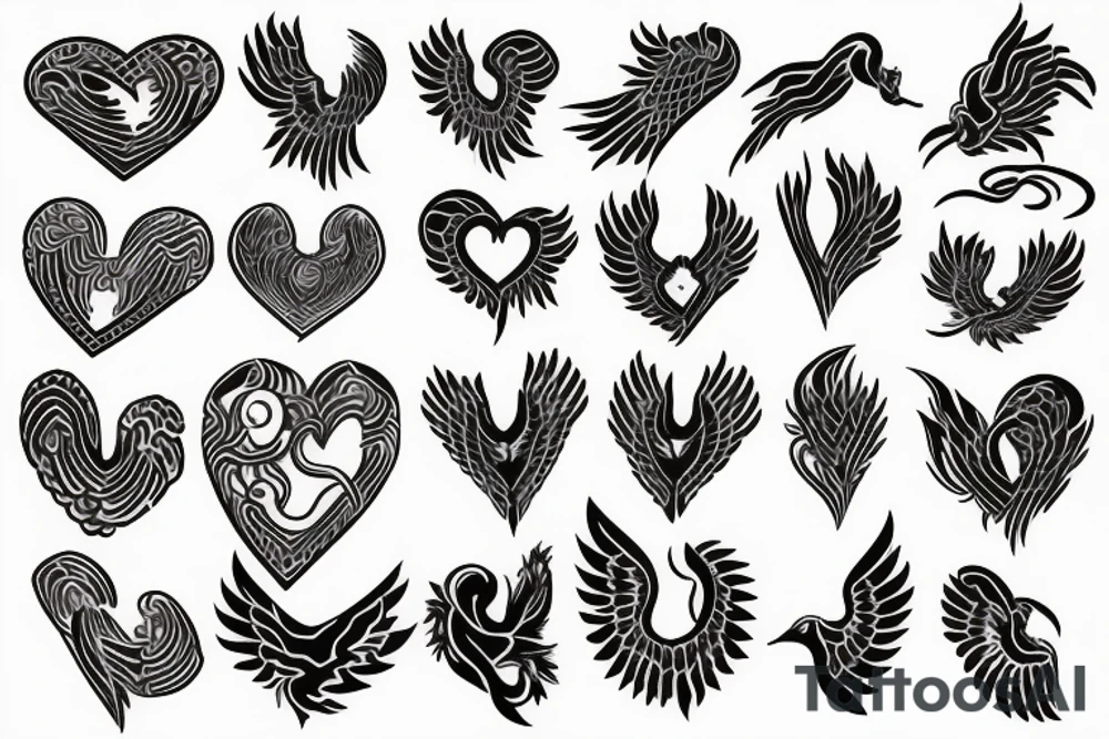 phoenix heart tattoo idea