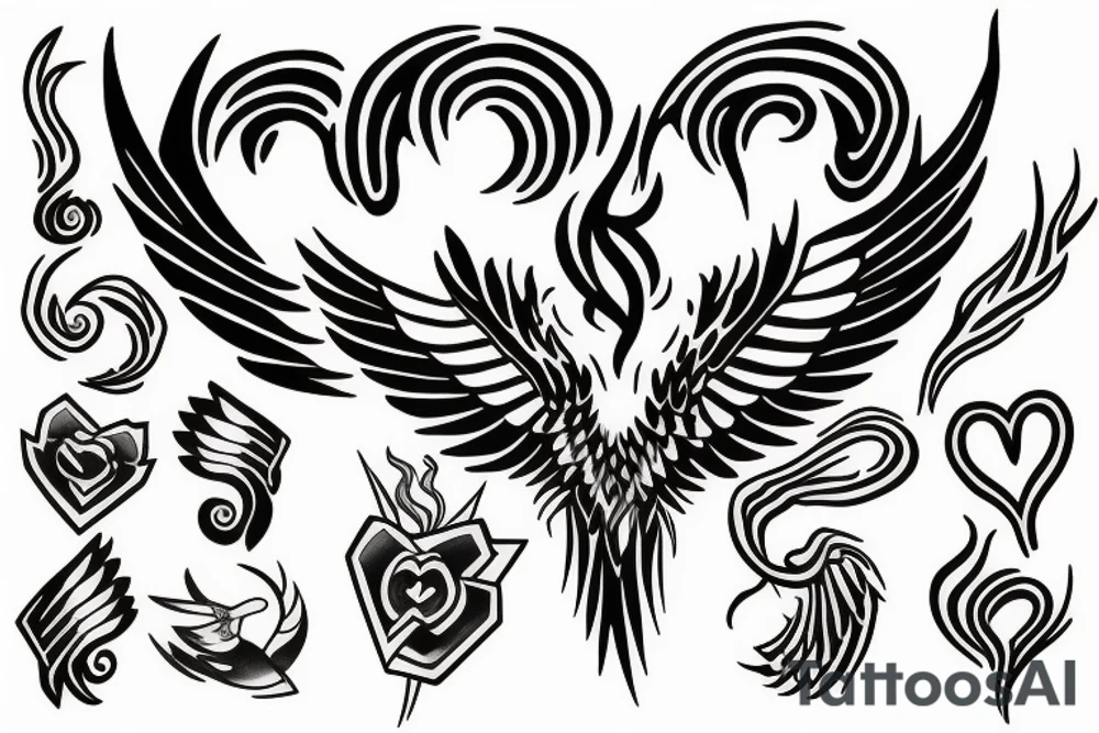 phoenix heart tattoo idea