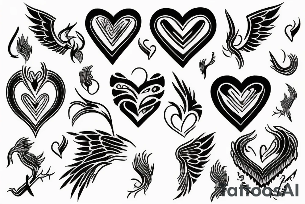 phoenix heart tattoo idea