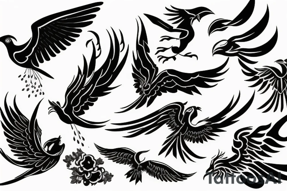 phoenix flying tattoo idea