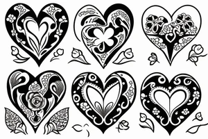 Four hearts with flowers tattoo idea