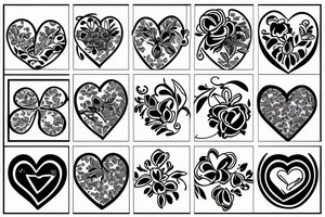 Four hearts with flowers tattoo idea