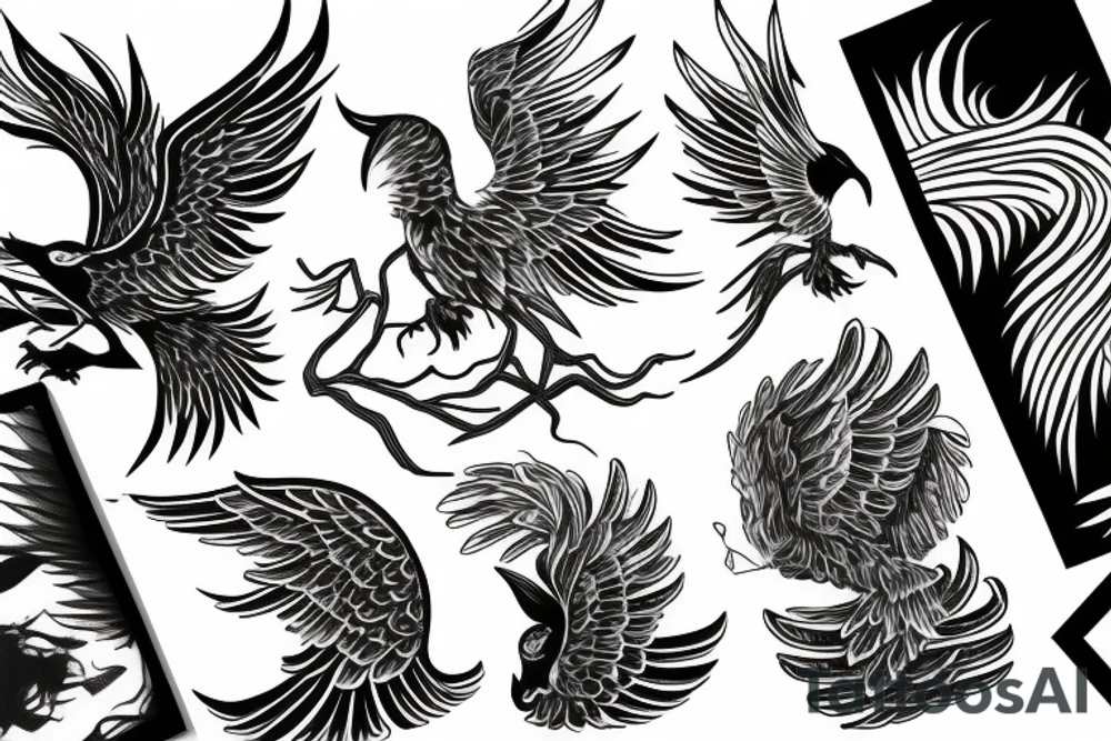 phoenix flying tattoo idea
