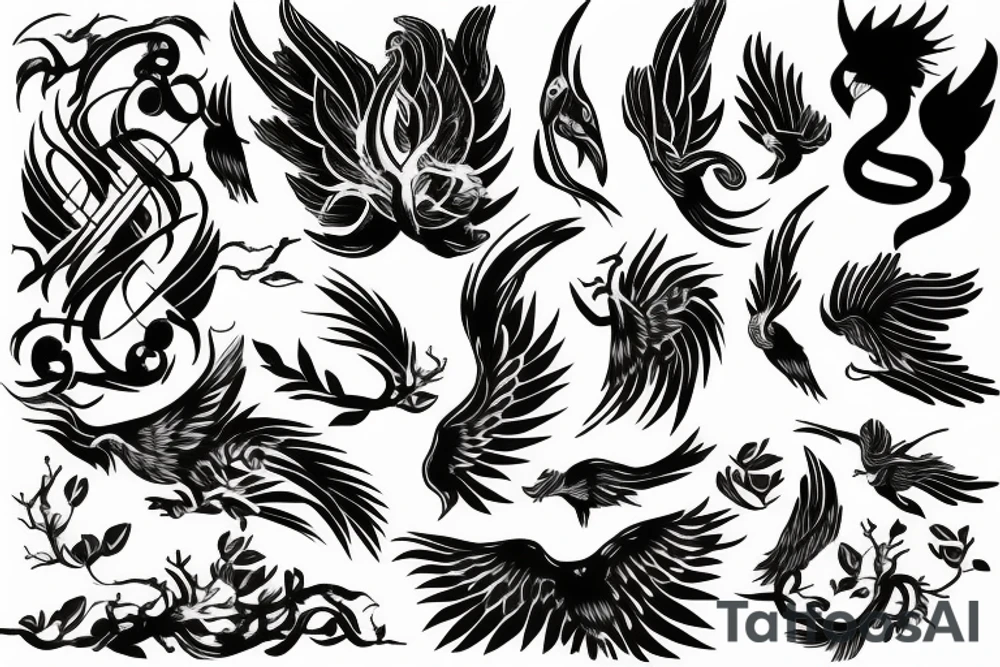 phoenix soft tattoo idea