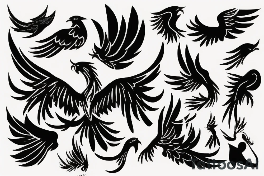 phoenix silhouette tattoo idea