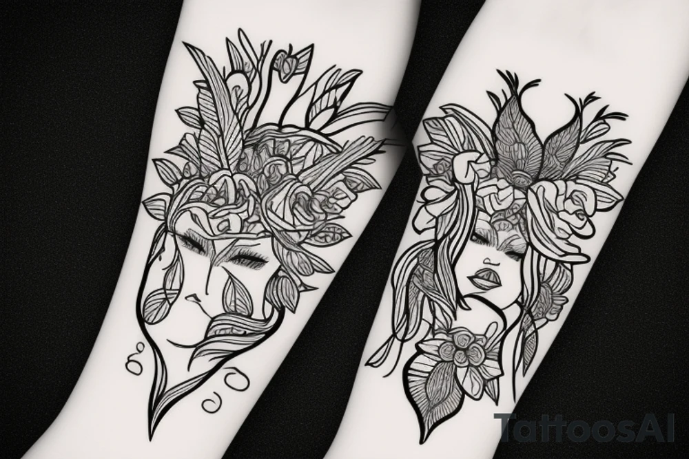 Löwe mit Lilien tattoo idea