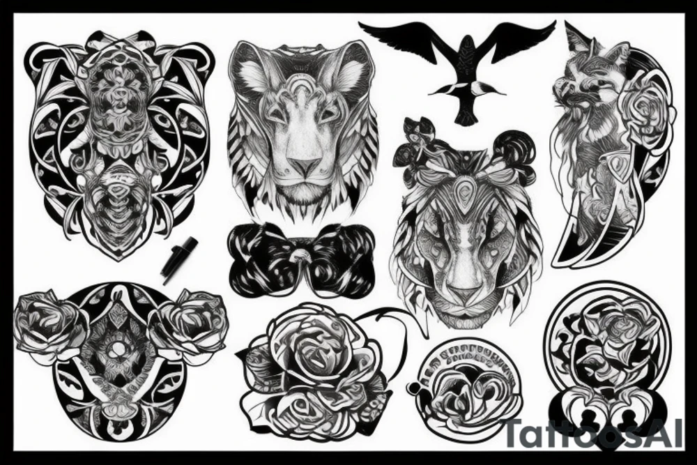 Löwe mit Kronen tattoo idea