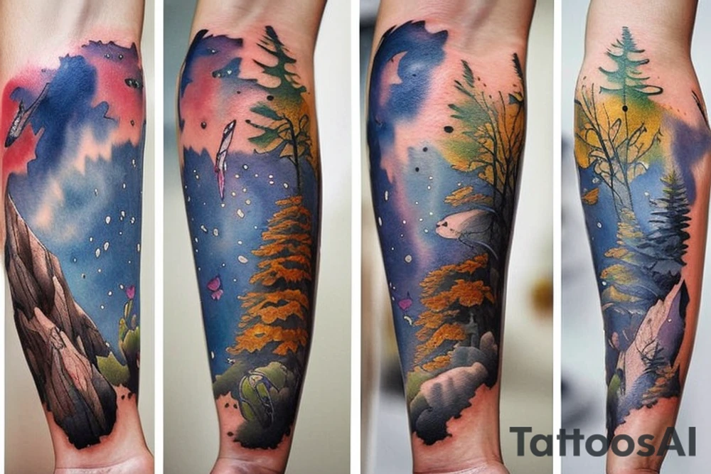 marine and forest fauna tattoo idea