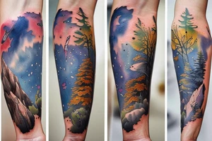marine and forest fauna tattoo idea