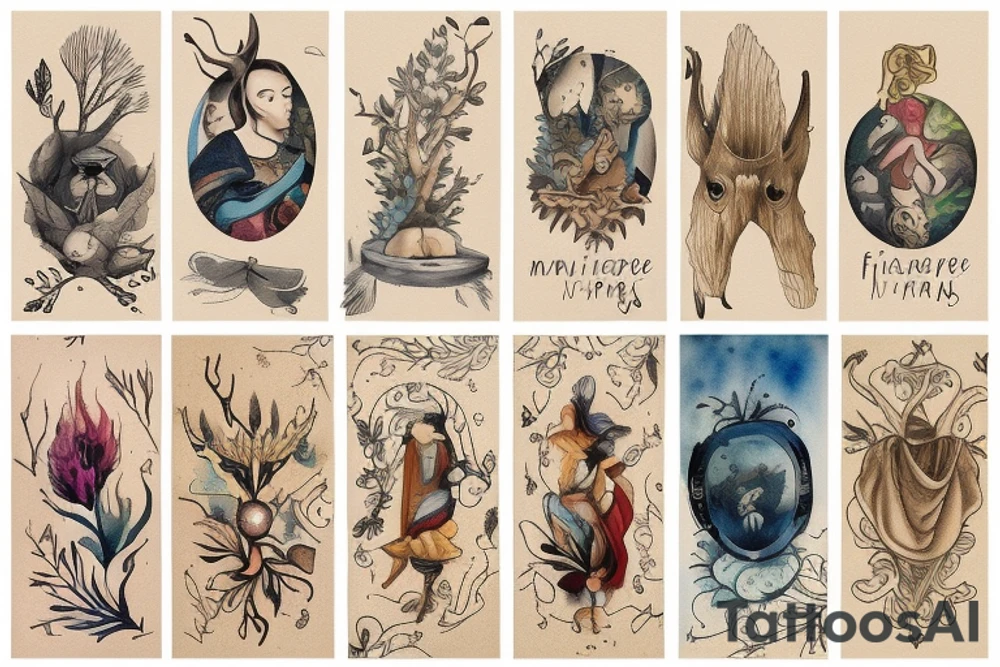 marine and forest fauna tattoo idea