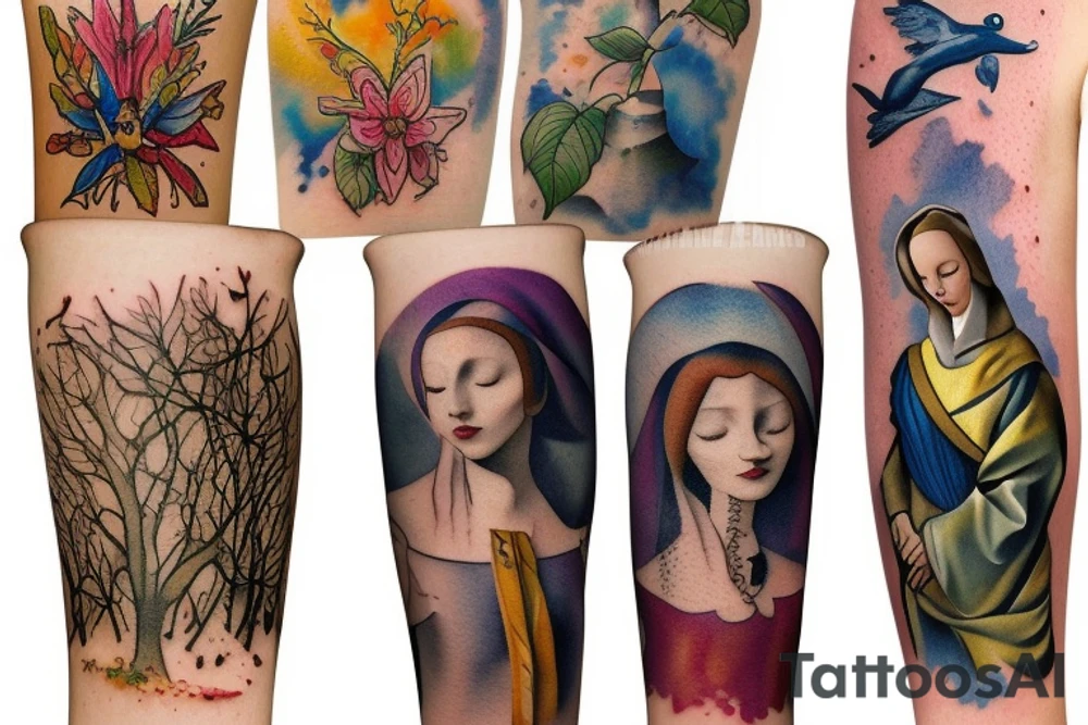 marine and forest fauna tattoo idea